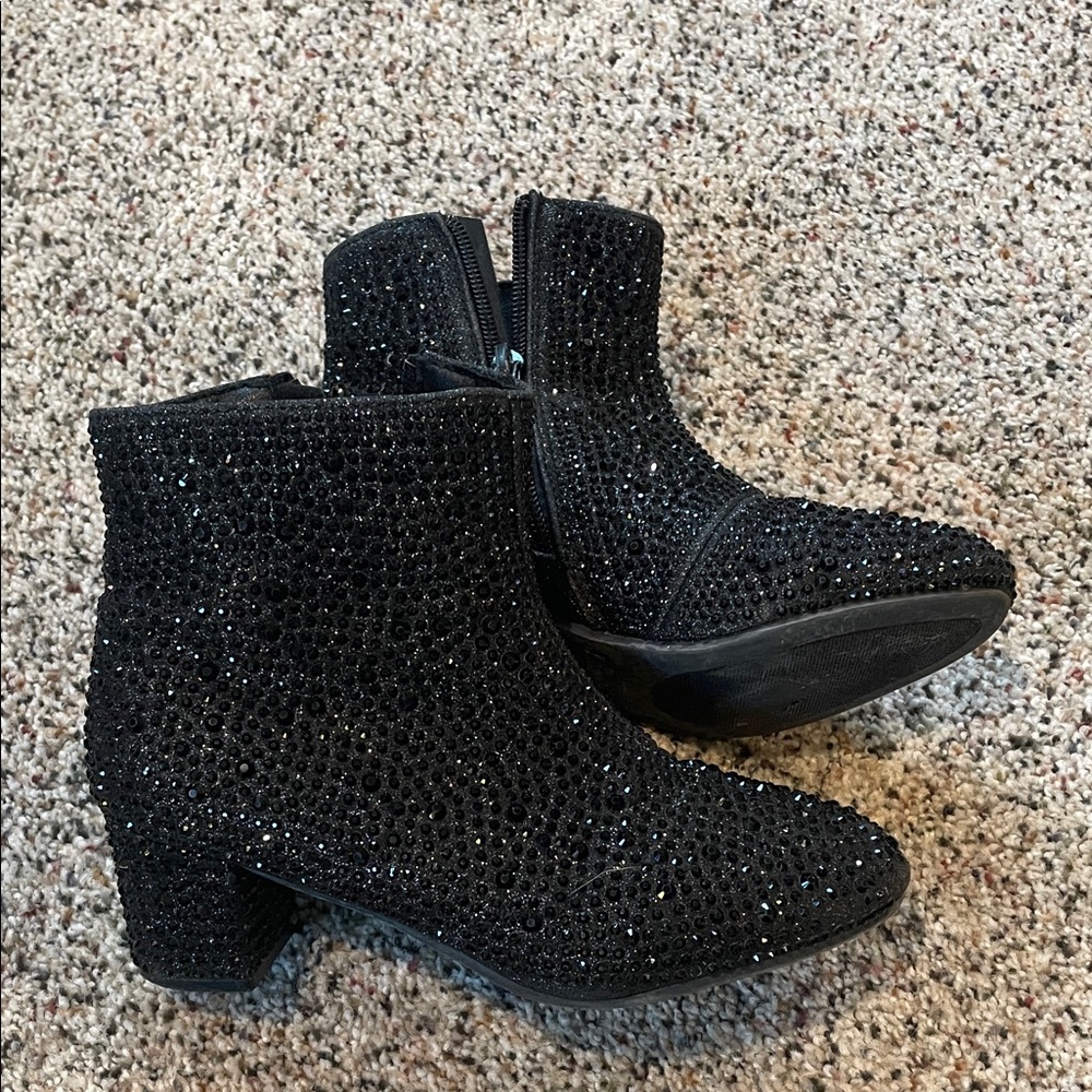Black Sparkle Ankle Boots - Women